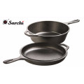 Gewürzte Gusseisen 3 Quart Dutch Ofen Set mit Skillet Deckel